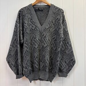 Vitnage Colore Italia Grandpacore V-Neck Sweater Men Size M Geometric Preppy
